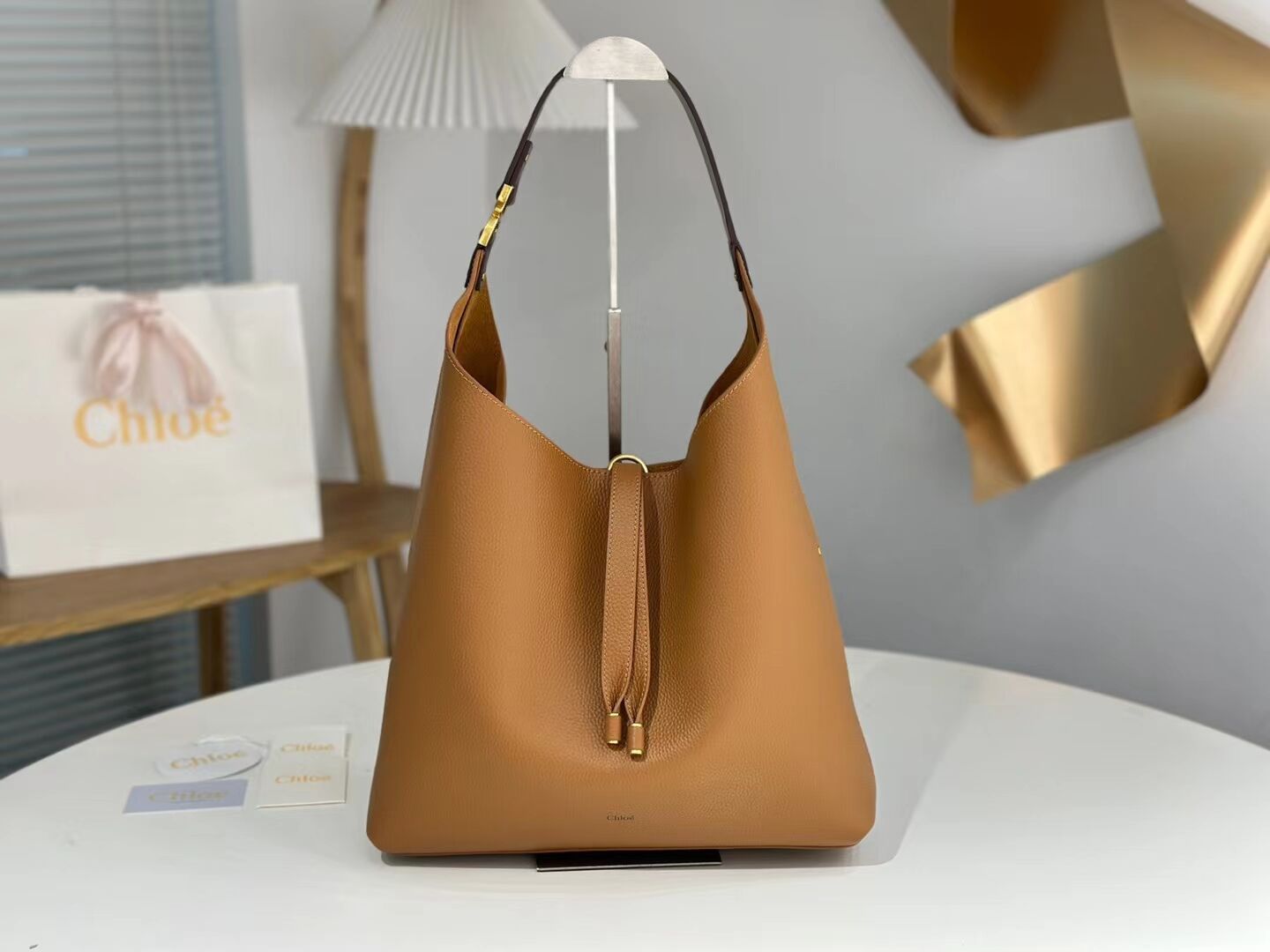 CHLOE leather shoulder bag CL224765 Caramel