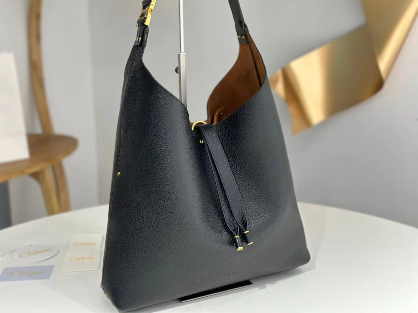 CHLOE leather shoulder bag CL224765 black