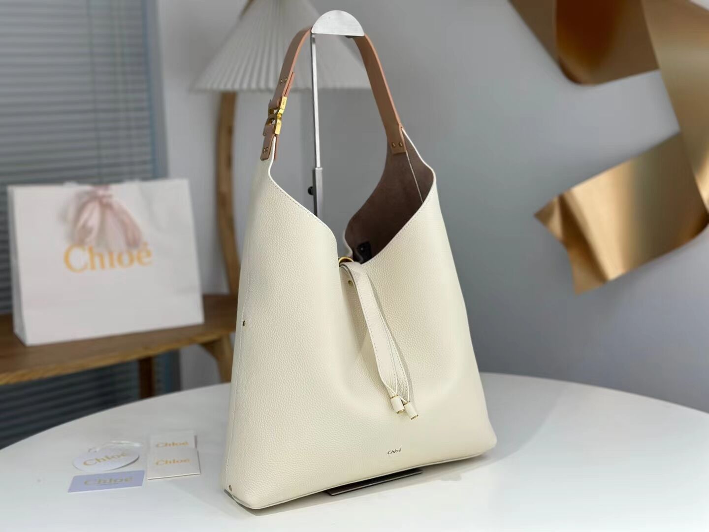 CHLOE leather shoulder bag CL224765 white