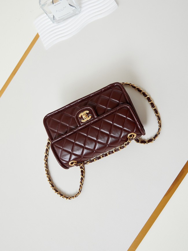 CHANEL FLAP BAG Lambskin AS4687 Dark Burgundy