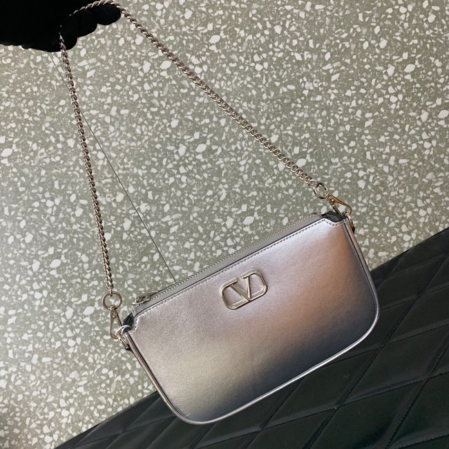 VALENTINO Mini VLOGO SIGNATURE calfskin bag MZ079 silver