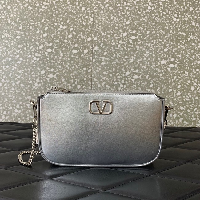 VALENTINO Mini VLOGO SIGNATURE calfskin bag MZ079 silver