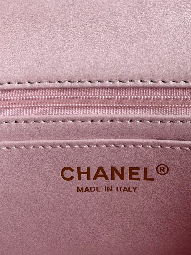 CHANEL MINI CLASSIC HANDBAG WITH TOP HANDLE AS2431 pink