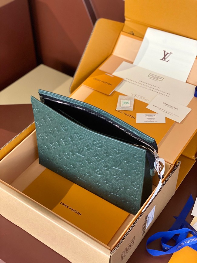 Louis Vuitton Pochette Voyage Monogram embossed cowhide leather MM M61692 Dark Green