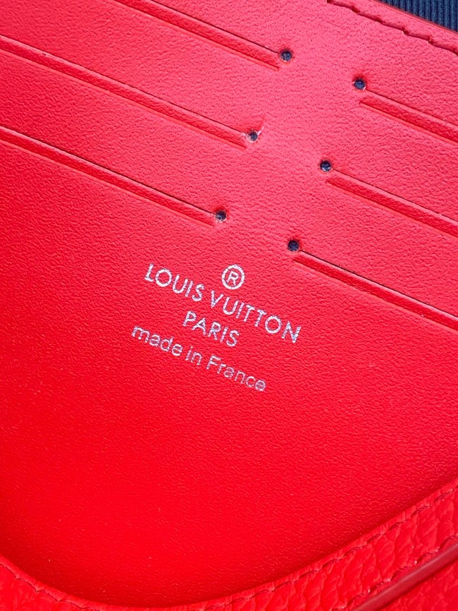 Louis Vuitton Pochette Voyage Monogram embossed cowhide leather MM M61692 red