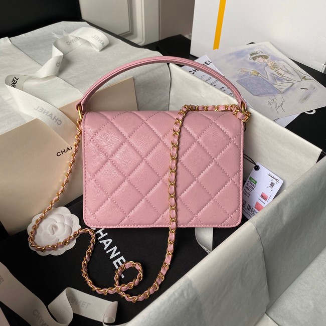 Chanel SMALL FLAP BAG WITH TOP HANDLE AS6262 PINK