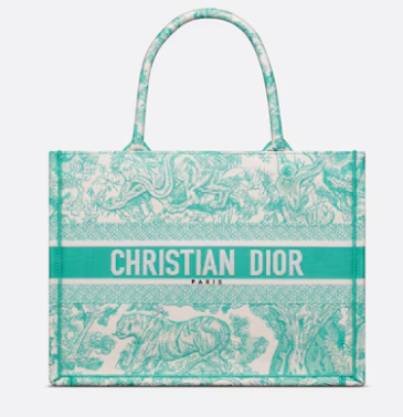 Medium Dioriviera Dior Book Tote Aquamarina Toile de Jouy Embroidery M1296ZTD