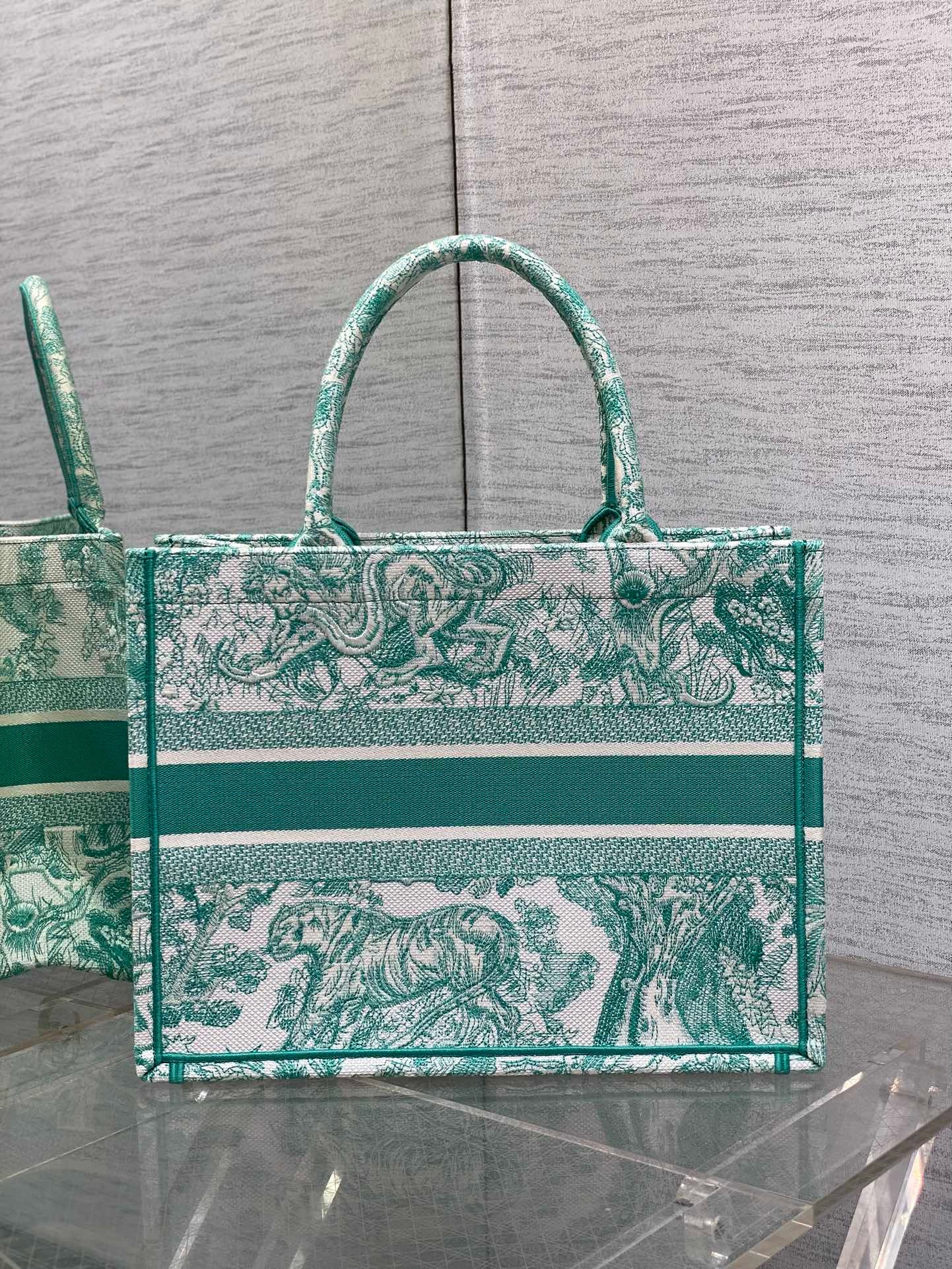 Medium Dioriviera Dior Book Tote Aquamarina Toile de Jouy Embroidery M1296ZTD