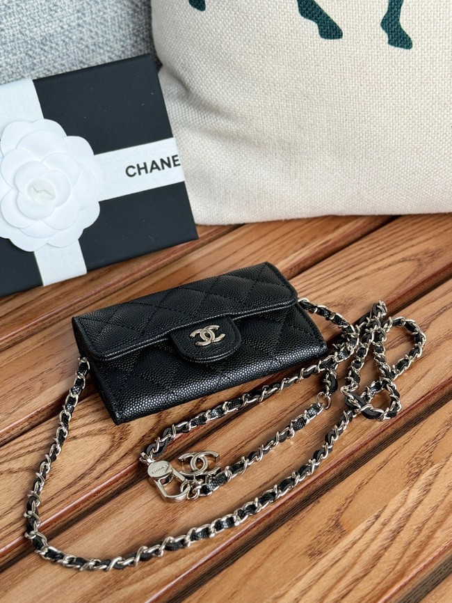 Chanel MINI BELT BAG Gold-Tone Metal A81081 black