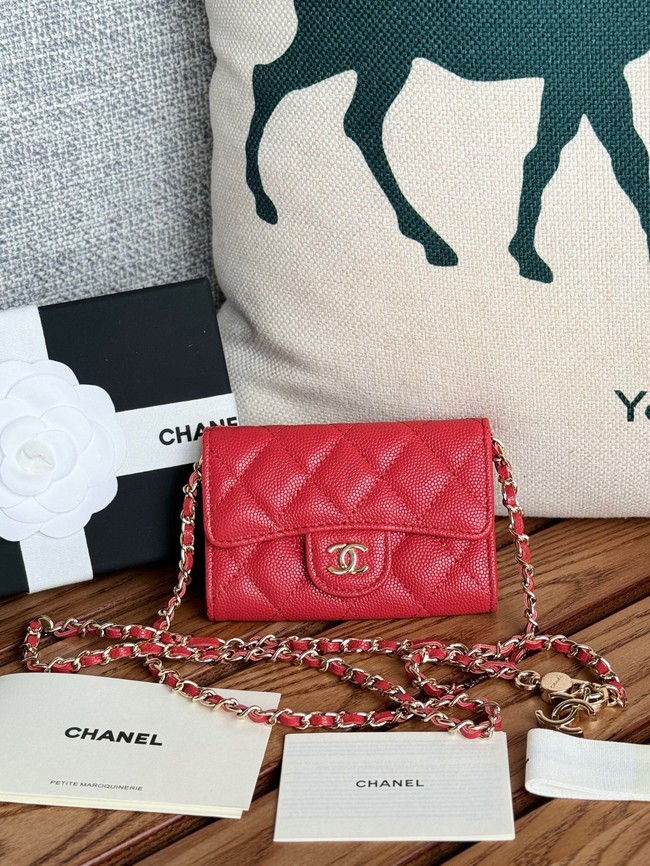 Chanel MINI BELT BAG Gold-Tone Metal A81081 red