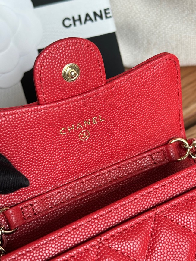 Chanel MINI BELT BAG Gold-Tone Metal A81081 red