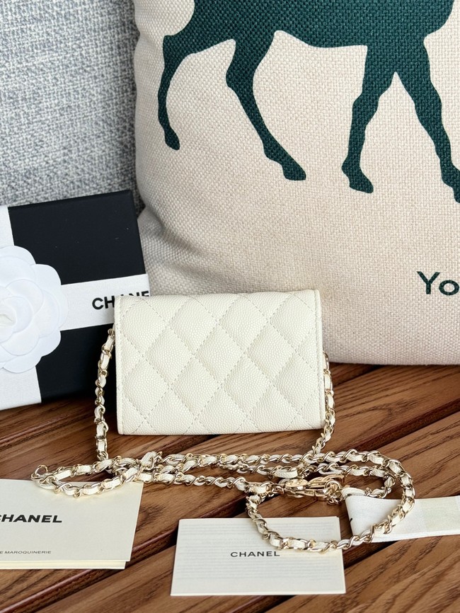 Chanel MINI BELT BAG Gold-Tone Metal A81081 white