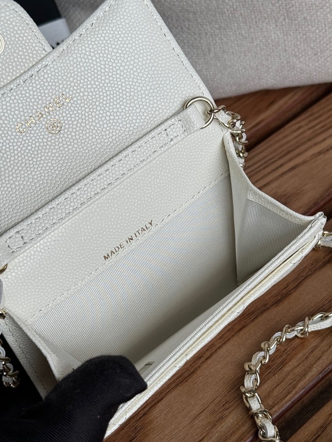 Chanel MINI BELT BAG Gold-Tone Metal A81081 white