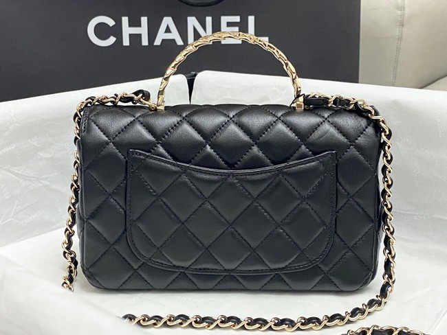 Chanel MINI FLAP BAG WITH TOP HANDLE AS4924 black