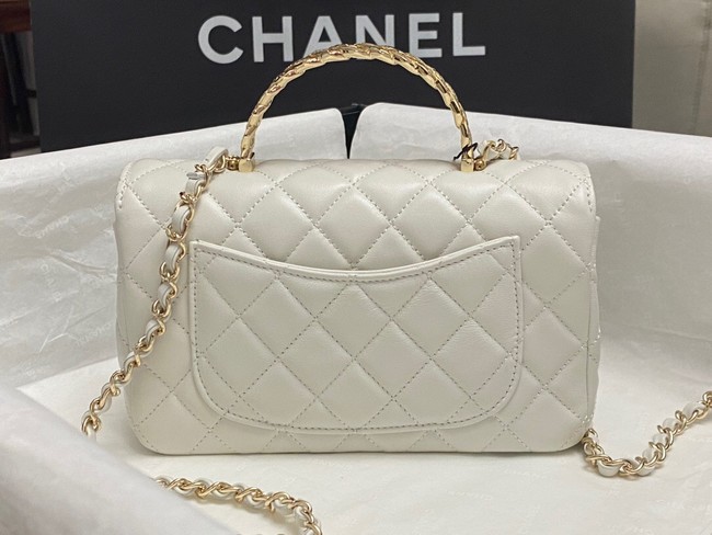 Chanel MINI FLAP BAG WITH TOP HANDLE AS4924 white