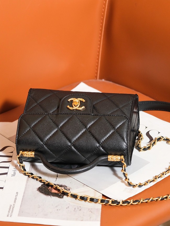 Chanel MINI FLAP BAG WITH TOP HANDLE AS4956 black