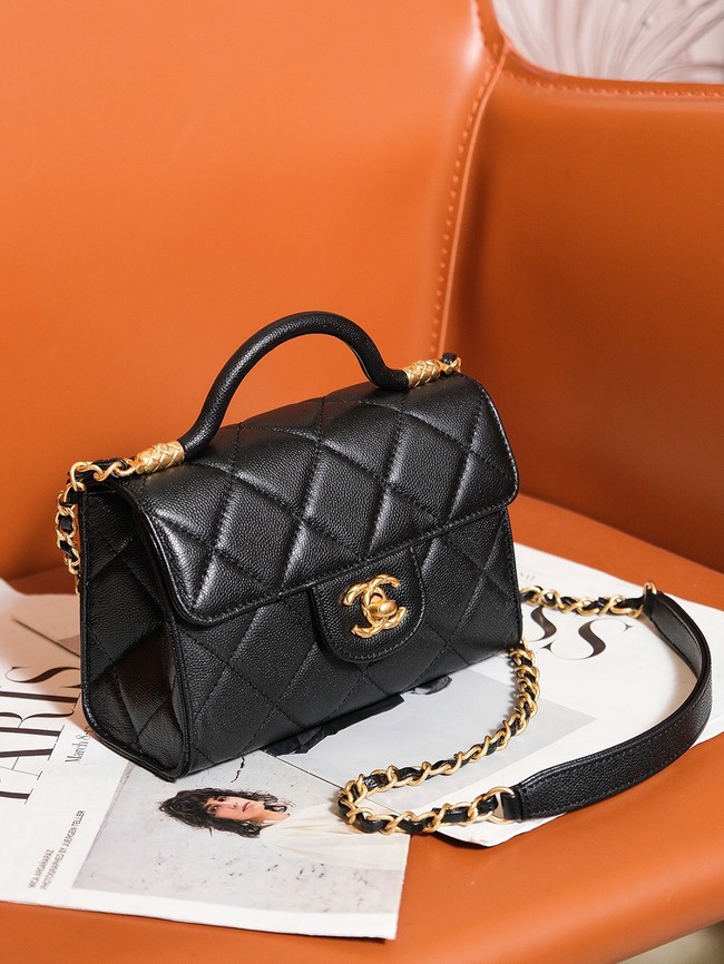 Chanel MINI FLAP BAG WITH TOP HANDLE AS4956 black