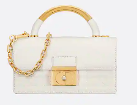 Mini Dior Ange Bag Latte Macrocannage Calfskin M4401U