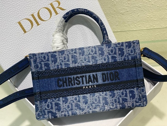 Mini Dior Book Tote Blue Denim Dior Oblique Jacquard S5573CE