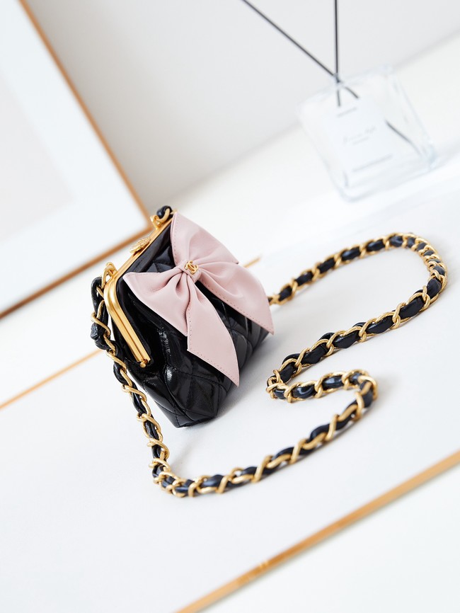 Chanel 24A CLUTCH WITH CHAIN AP4028 black&pink