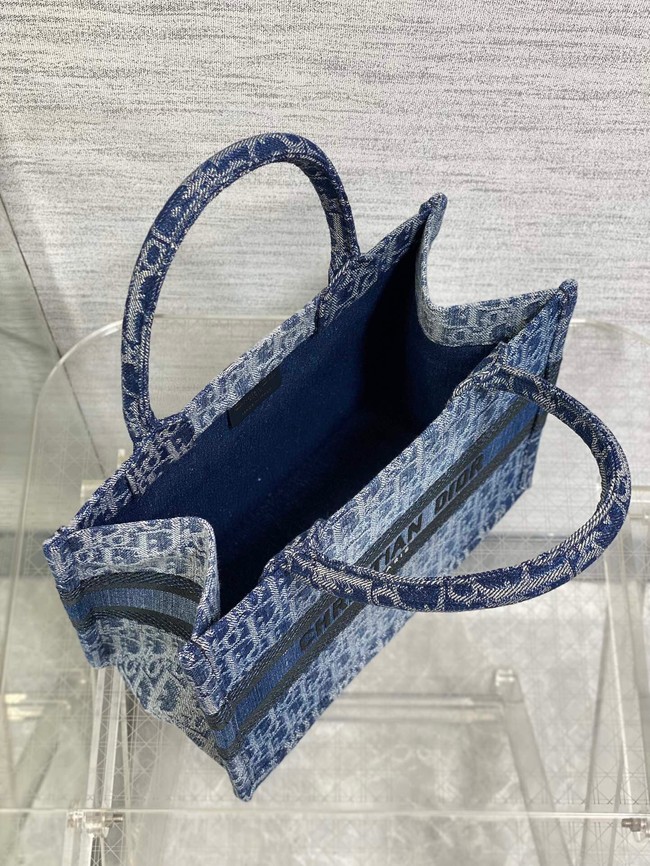 SMALL Dior Book Tote Blue Denim Dior Oblique Jacquard M1296ZRf