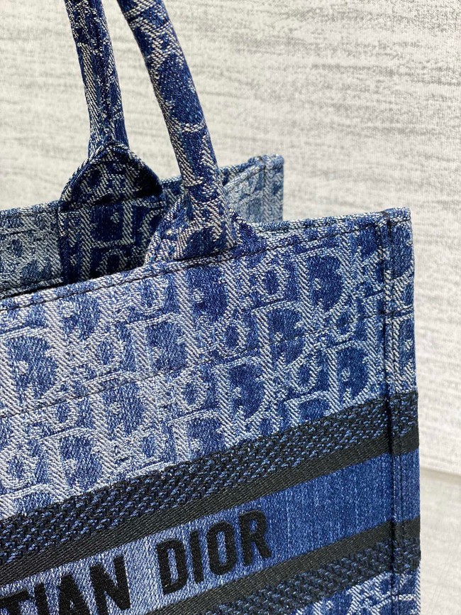 SMALL Dior Book Tote Blue Denim Dior Oblique Jacquard M1296ZRf