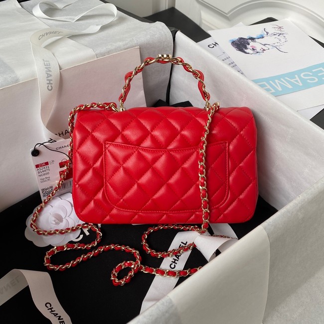 Chanel 24A mini flap bag with top handle AS2431 RED