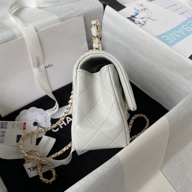 Chanel 24A mini flap bag with top handle AS2431 WHITE