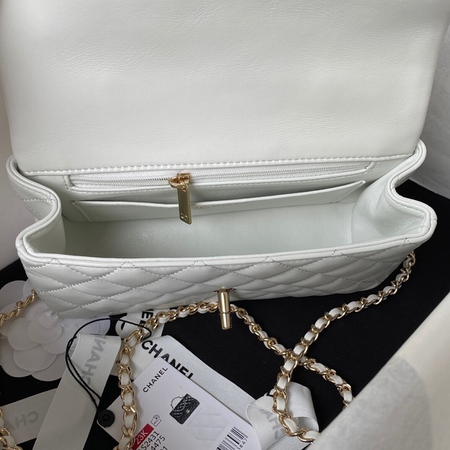 Chanel 24A mini flap bag with top handle AS2431 WHITE