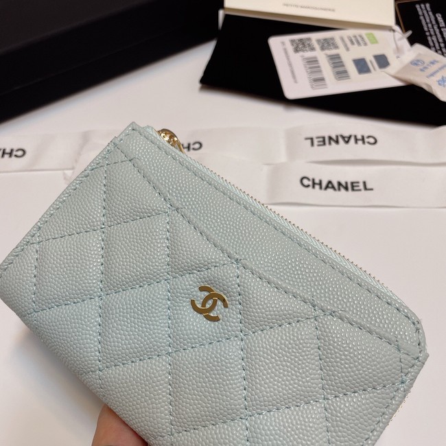 Chanel CLASSIC CARD HOLDER AP3179 light blue