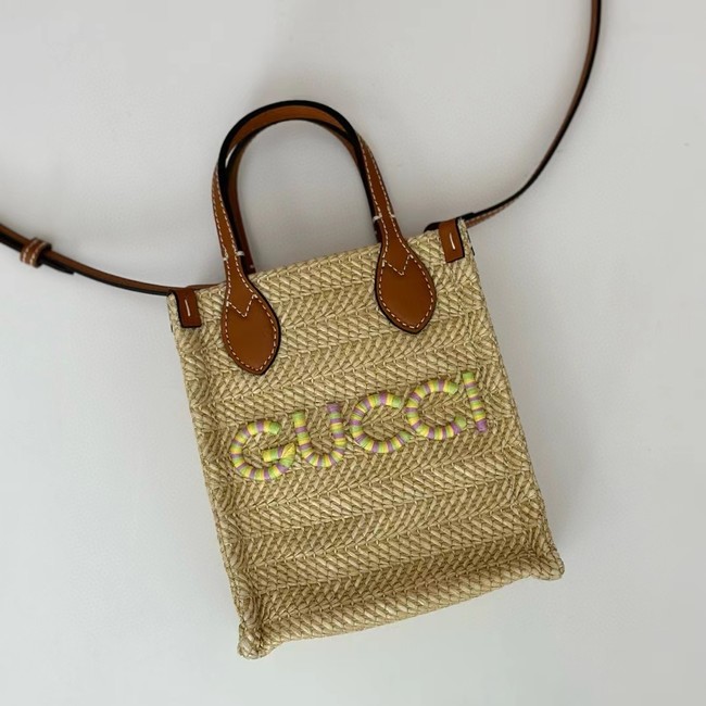 GUCCI SUPER MINI STRAW-EFFECT BAG 780083 Brown