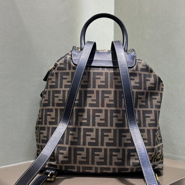 Fendi FF Jacquard Fendi Strike Medium fabric backpack 7VZ0059 brown