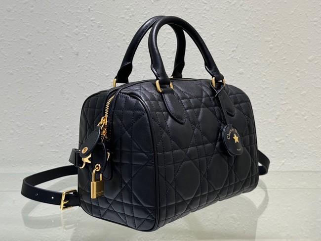 Dior Groove 25 Bag Black Macrocannage Calfskin M1365UB