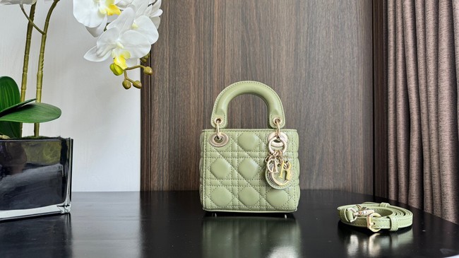 Lady Dior Micro Bag light green Cannage Lambskin S0856O