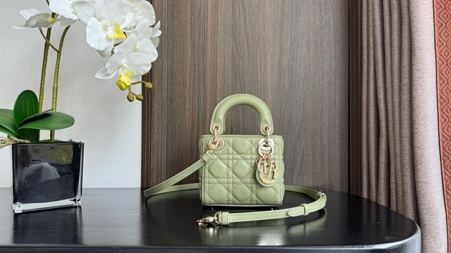 Lady Dior Micro Bag light green Cannage Lambskin S0856O