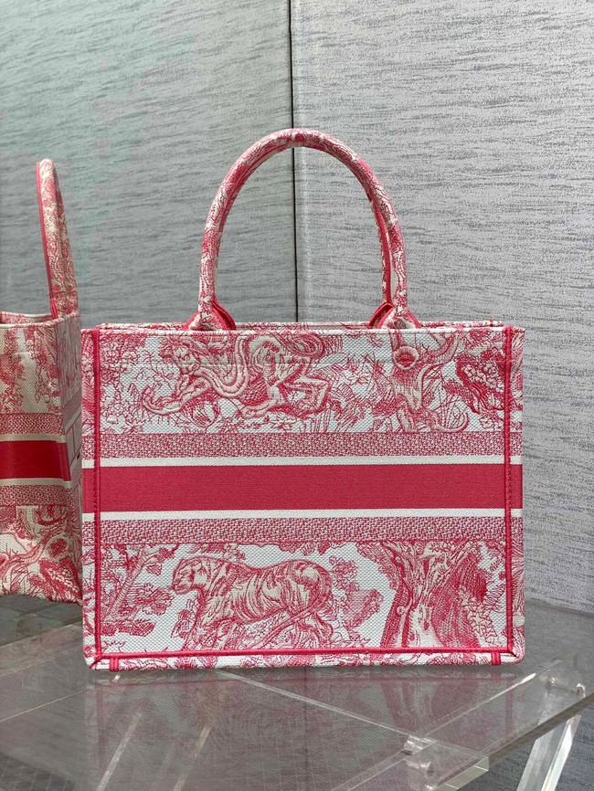 Medium Dioriviera Dior Book Tote Candy Pink Toile de Jouy Embroidery M1296Z