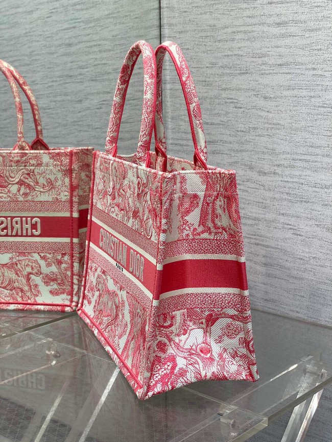 Medium Dioriviera Dior Book Tote Candy Pink Toile de Jouy Embroidery M1296Z