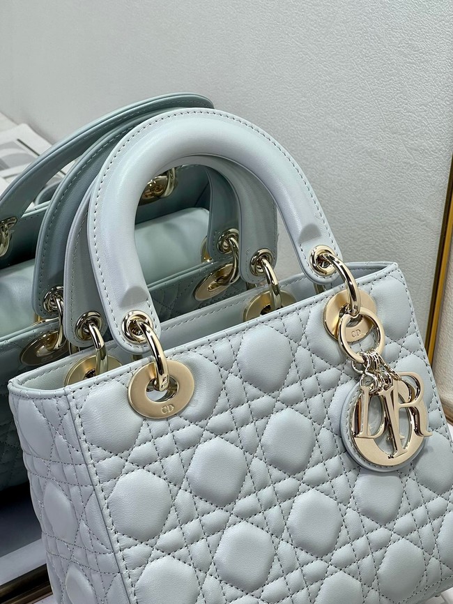 Small Lady Dior My ABCDior Bag Pale Blue Cannage Lambskin M0538ON