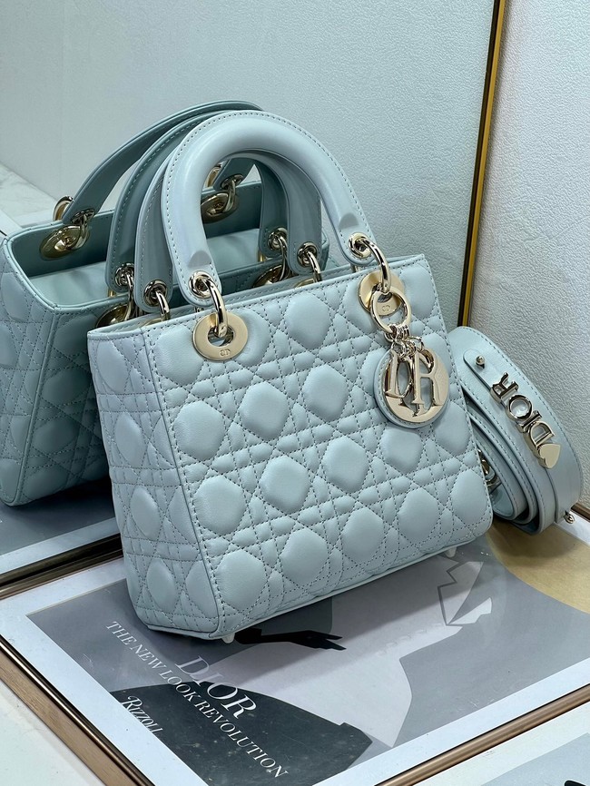 Small Lady Dior My ABCDior Bag Pale Blue Cannage Lambskin M0538ON