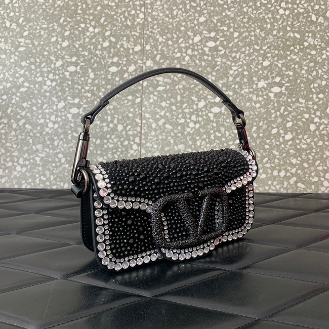 VALENTINO Super Mini Loco imitation crystal chain bag 5013 black