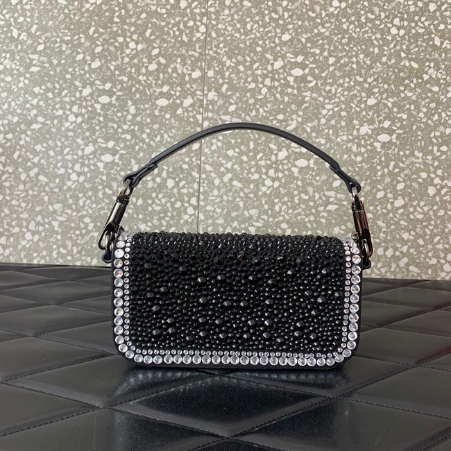 VALENTINO Super Mini Loco imitation crystal chain bag 5013 black