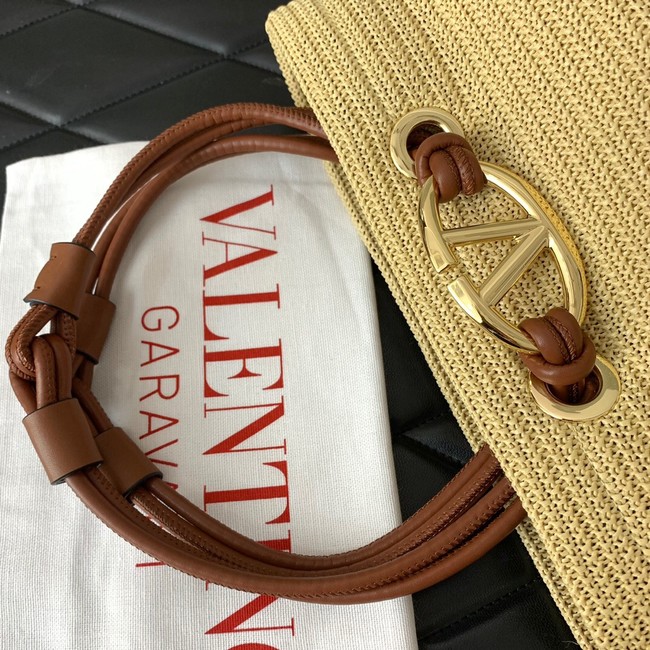 VALENTINO small RAFFIA MACRAME Shoulder Bag 0990S Apricot