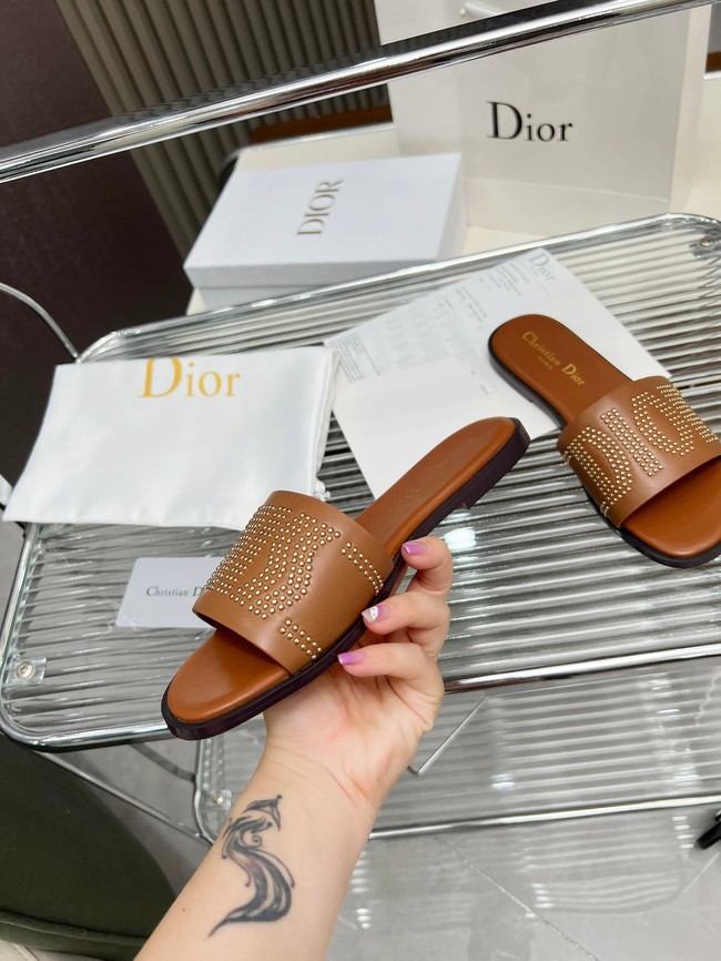 Dior Dway Slide Calfskin and Gold-Finish Studs KCO138CT-1