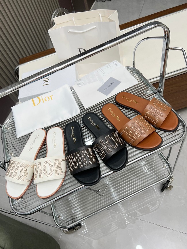 Dior Dway Slide Calfskin and Gold-Finish Studs KCO138CT-1