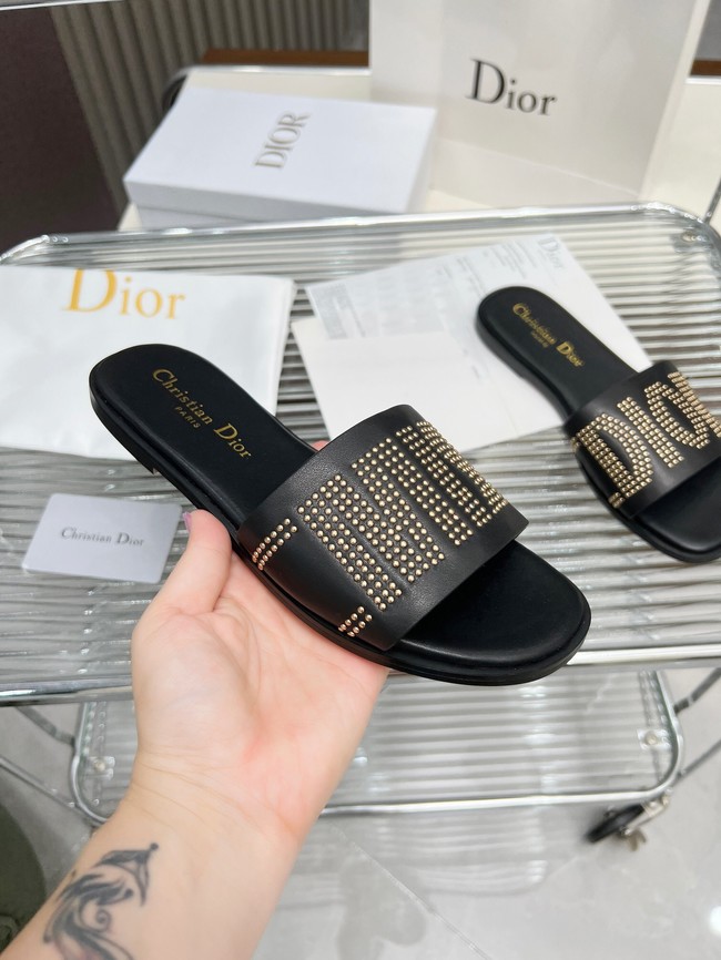 Dior Dway Slide Calfskin and Gold-Finish Studs KCO138CT-3