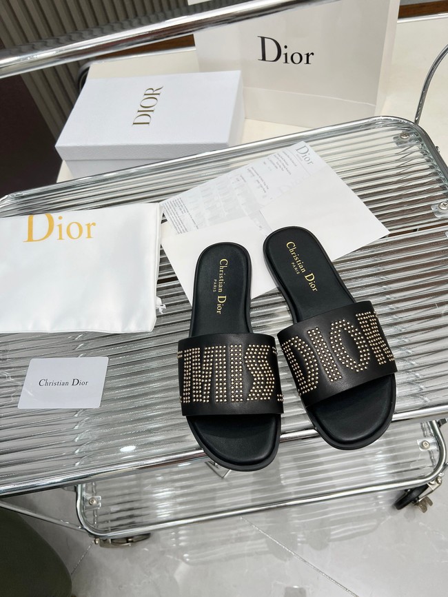 Dior Dway Slide Calfskin and Gold-Finish Studs KCO138CT-3