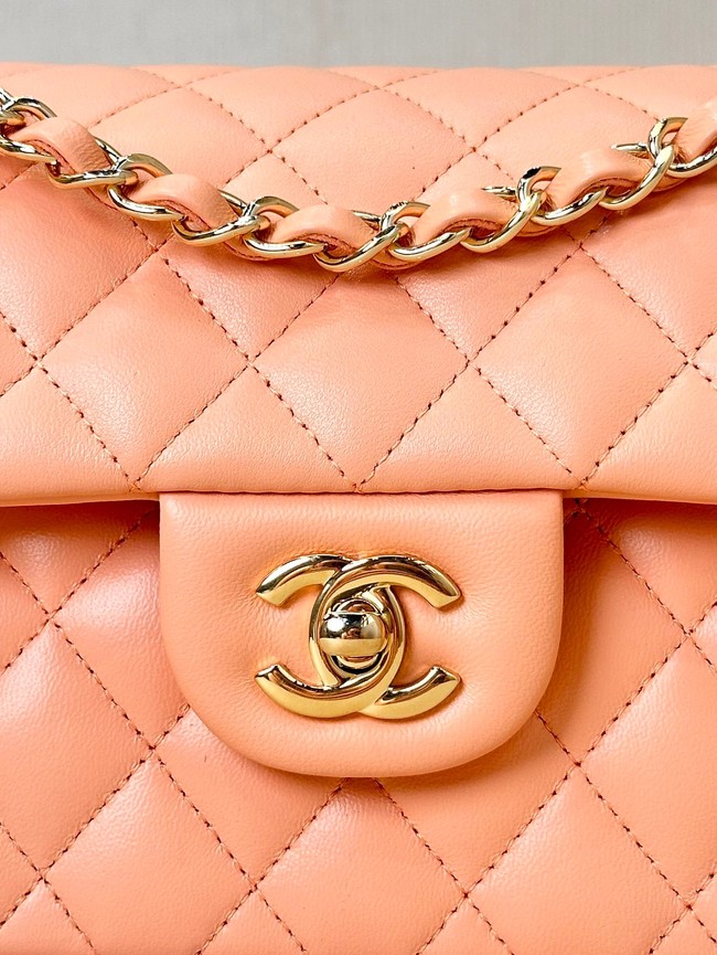 Chanel CLASSIC HANDBAG Lambskin & Gold-Tone Metal A01113 orange