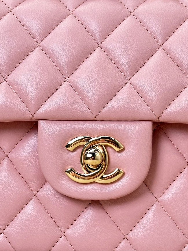 Chanel CLASSIC HANDBAG Lambskin & Gold-Tone Metal A01113 pink