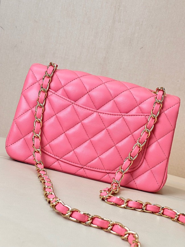 Chanel MINI CLASSIC HANDBAG Lambskin & Gold-Tone Metal A69900  Fuchsia