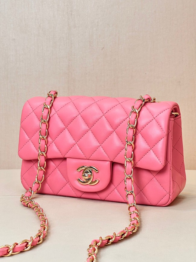 Chanel MINI CLASSIC HANDBAG Lambskin & Gold-Tone Metal A69900  Fuchsia